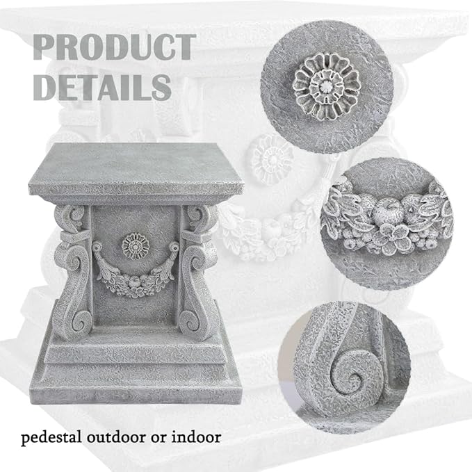 Outdoor Pedestal Stand for Garden Decor - ClassicalL Plinth Pedestal Stand for Statues, Decorative Garden Pedestals and Statue Stand, 11.5"(L) x 12"(H) x 11.5"(W)