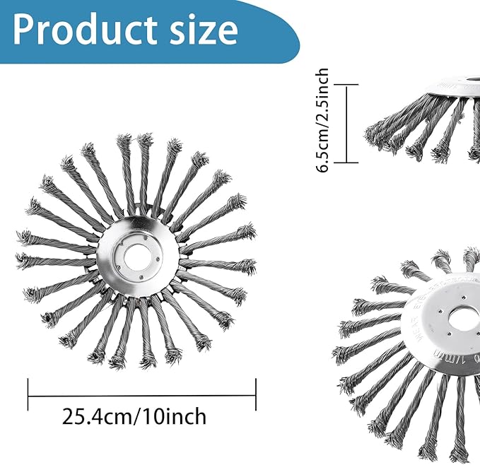 10 Inch Unbreakable Wired Trimmer Blade Weed Eater Attachments Steel Wire Grass Trimmer Head, Weed Eater Head with Adapter Kit for Replacement Lawn Mower Tray, Moss Grass Rust Removal