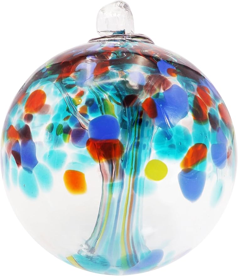 Dale Tiffany Hand Blown Glass, 6" Diameter Devotion, Tree of Life Collection, Witch Globe Hanging Garden Indoor/Outdoor Decorative Ornament Gazing Ball