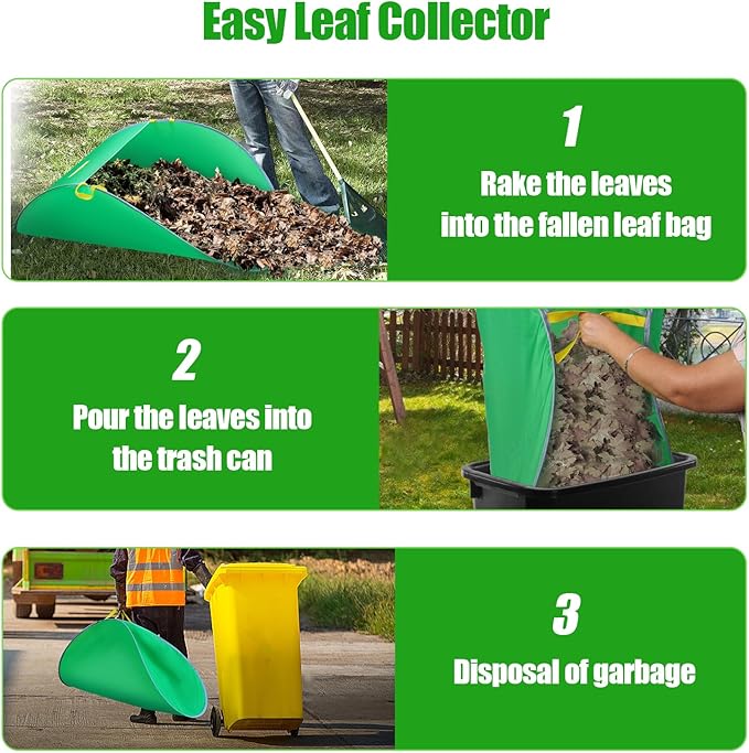 UQM Leaf Collector, Portable Pop Up Leaf Bags, Foldable Leaf Pick Up Tools Patent Number D1005635, Reusable Yard Garden Bags for Leaves Lawn Trash