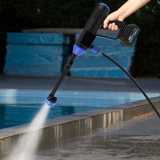 18000mAh Portable Cordless Pressure Washer,800PSI Electric Pressure Washer with Battery|Charger|6-in-1 Nozzle,33FT Drain Hose,Portable Power Washer for Car/Garden/Floor/Yards