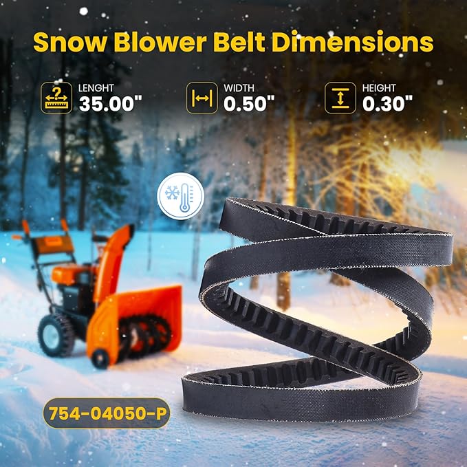 2-Pack 754-04050, 954-04050, 954-04050a Neoprene Rubber Snow Blower Belt for MTD, Compatible with Troy-Bilt Squall 2100, Auger Drive Belt, 1/2" x 35"