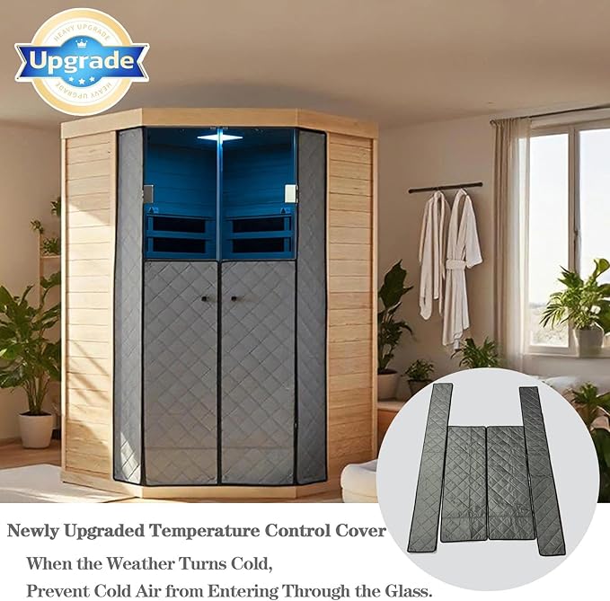Smart APP Control 2-3 Person Ultra Low EMF (0-5mG) Far Infrared Sauna for Home, 1520W Hemlock Wood Sauna Room with Bluetooth Speaker & Chromotherapy Lights, LCD Touch Panel, Constant Temperature Cover
