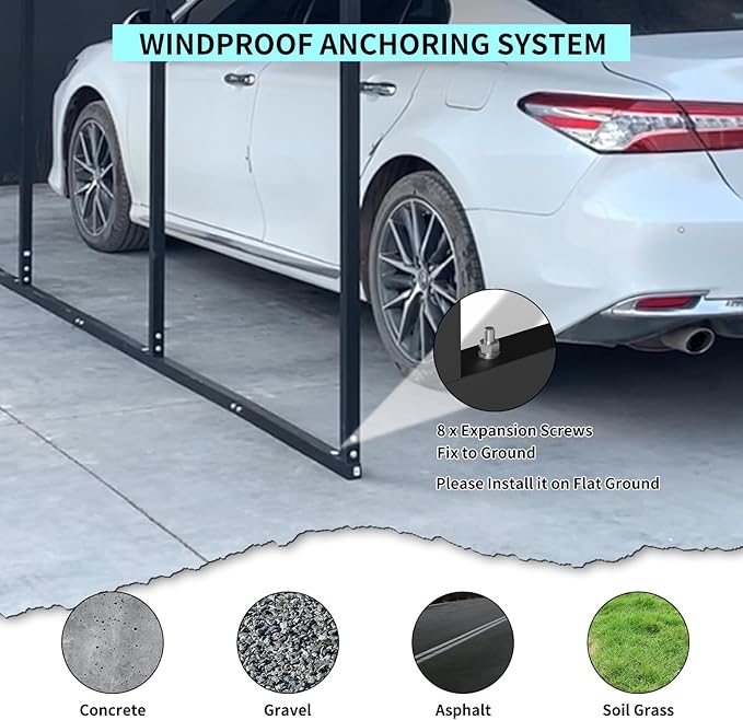 Heavy Duty Metal Carport, 10x15 Ft, Galvanized Steel Roof with Enhanced Base, Outdoor Car Shelter for Vehicles and Storage