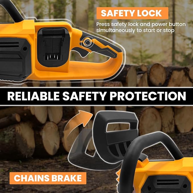 Cordless Chainsaw 16 inch 40V (2 x 20V MAX),Compatible for Dewalt Battery, Auto-Oiler, Brushless Hand-held Chain Saw for Wood Cutting, Battery Tree Saw for Tree Trimming/Pruning(Tool Only)