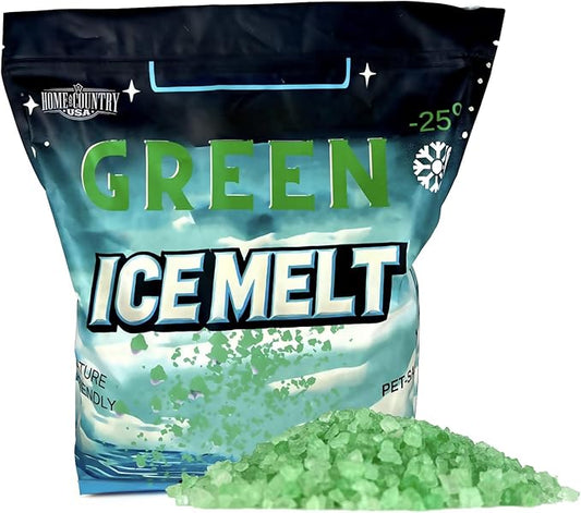 Ice and Snow Melt 8 lb Bag CMA Blended Magnesium Chloride Ice Melter Effective Snow and Ice Removal Effective Below Zero Degrees (Green)