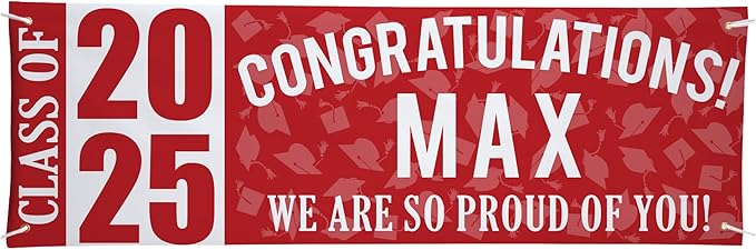 Let's Make Memories Personalized Graduation Banner Class of 2025 - Graduation Party Decorations - Congratulations Banner - Indoor/Outdoor Vinyl - Best in Class - Red - 6 ft.