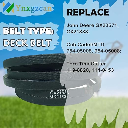 GX21833 1/2" W x141.7 L Lawn Mower Deck Belt, Suitable for John Deere D140 L130 L120 LA145 D160 E140 LA130 E170 D155 S170, 48-inch Deck Compatible with Toro TimeCutter Exmark 119-8820