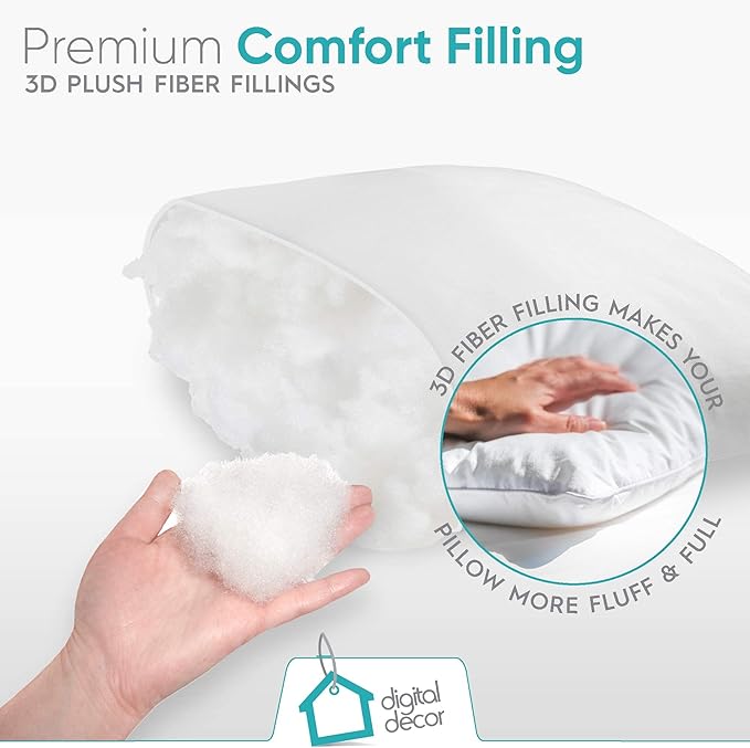 Digital Decor Premium Throw Pillow Inserts Sham - Decorative White Square Form Pillow Inserts - Perfect for Bedroom, Sofa & Couch (1 Pack)