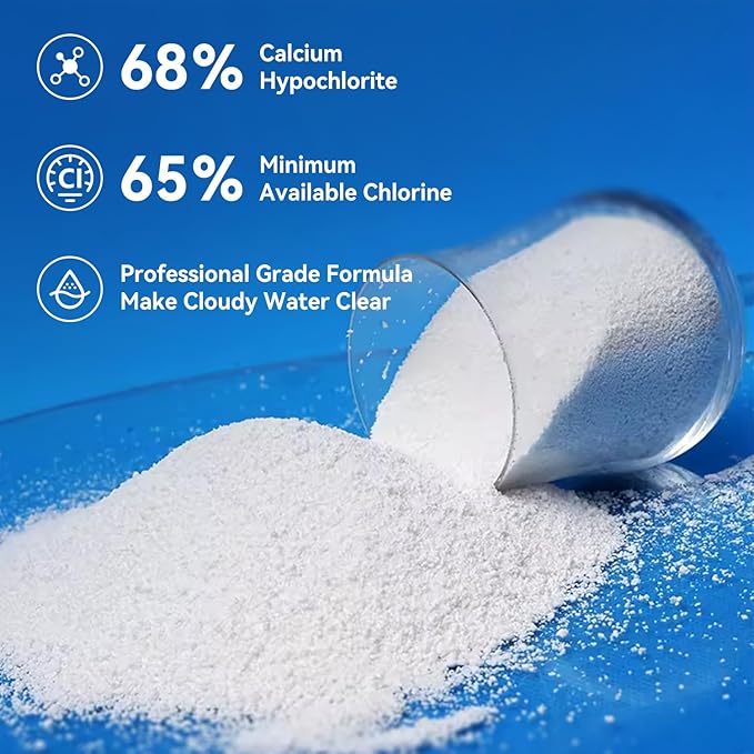 12LBs Pool Shock 68% Calcium Hypochlorite-Chlorine Granular Sanitizer-Kills Bacteria, Algae & Microorganisms-for Inground Pools, Above Ground Pools, Hot Tubs & Spas-1 lb Bag (12-Pack)