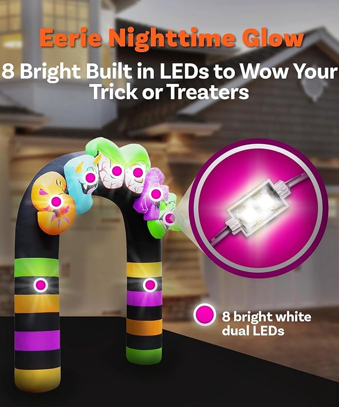 Giant Halloween Inflatables 9FT Spooky Archway, Halloween Inflatable Arch Built-in 8 LED for Spooky Halloween Inflatables Outdoor Decoration Graden Lawn Decor Party Haunted House