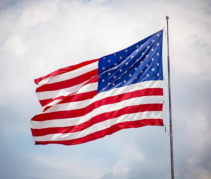 American Flag 4x6 Ft for Outside Longest Lasting- Ultra Durable, Tear-Proof Heavy Duty Spun Polyester US USA Flags - Fade Resistant, Embroidered Stars, Sewn Stripes, Brass Grommets - Outdoor Decor