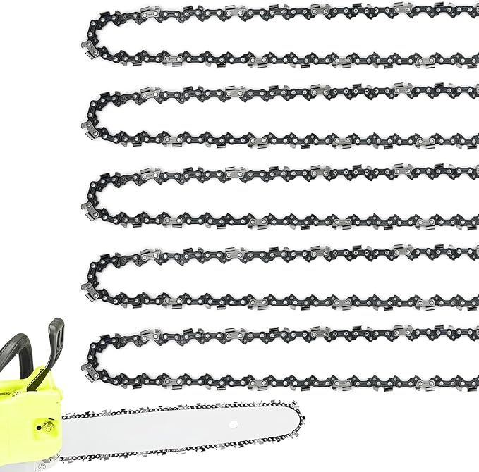 5 Pack 16 Inch Chainsaw Chain 56 Drive Links 3/8" LP Pitch .050" Gauge Fit Craftsman S160, Poulan, Ryobi RY3716, Echo CS-280, Husqvarna, Greenworks- S56