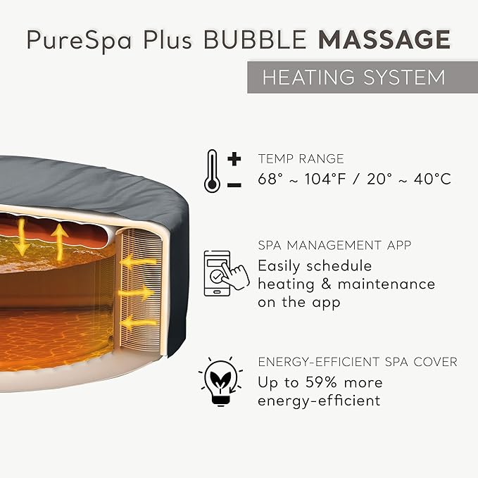 INTEX 28431EP PureSpa Plus Bubble Massage Spa Set: Includes Energy Efficient Spa Cover –2 Headrests – LED Light – 6 Person Capacity – 85" x 28"