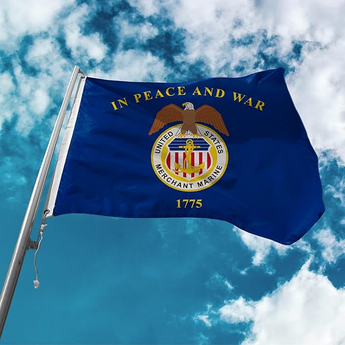 AGAS United States Merchant Marines Flag 2x3 Ft - Printed Durable Polyester US Merchant Marines Garden Flag