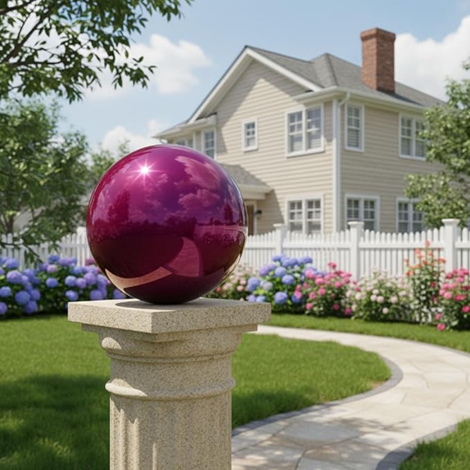 Decorative Garden Gazing Ball, Home Garden Gazing Globe Mirror Balls, Polished Stainless Steel Shiny Sphere, Ideal As a Housewarming Gift (Dia:25cm/10 inches)