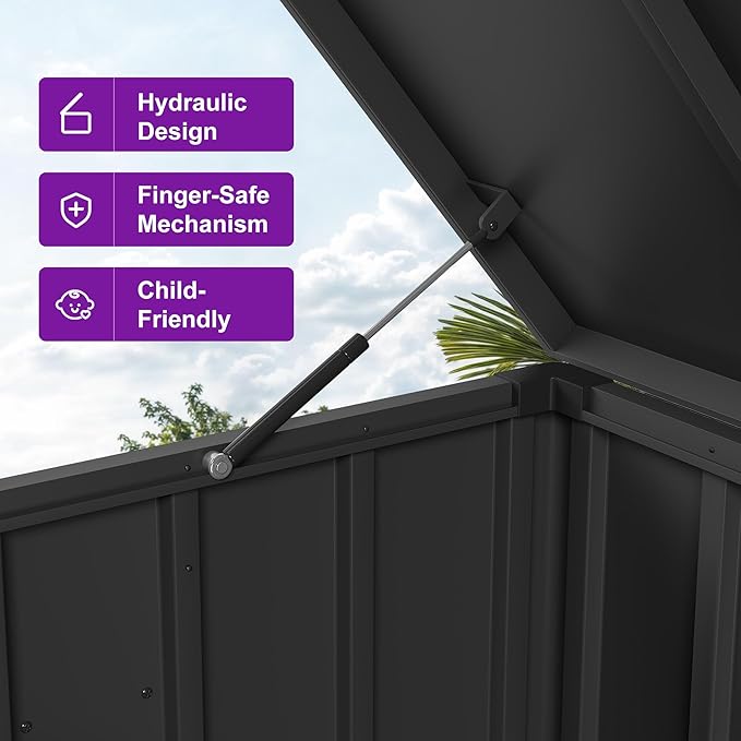 PURPLE LEAF Outdoor Deck Box 160 Gallon Waterproof Lockable Storage Box Container with Lid Deck Organization for Patio Cushions Side Table Pool Accessories Garden Tools, Gray