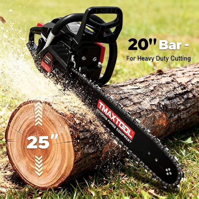 62cc Gas Chainsaw, 20 Inch 16Inch Chain Saw, Gas Powered Chainsaws, 2-Stroke 3.5-HP Gasoline Power Chain Saws with Automatic Oiler for for Wood Cutting and Tree Trimming, Easy-Start, Black