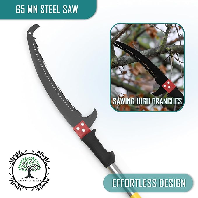 Pole Saws for Tree Trimming, 7.3-27 ft Extendable Tree Trimmers Long Handle Pruner, Sharp Steel Blade and Scissors High Branches Trimming, Tree Pruner, Tree Saw (7.3-27 ft)