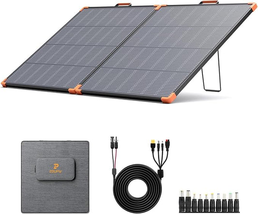 N-Type 16BB 180W Portable Solar Panel,Camping Gifts,17V Foldable Solar Charger for Power Station 25% High Efficiency IP68 Waterproof 2 Reinforced Kickstands for Camping RV