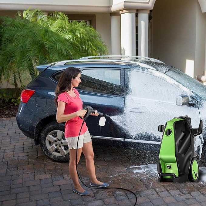 5000 PSI Pressure Cleaner, 4.0 GPM Heavy Duty Power Cleaner with Foam Cannon, 4 Nozzle Tips,33FT Hose and Soap Bottle for Home/Cars/Driveways/Patios/Decks/Fences(Green)