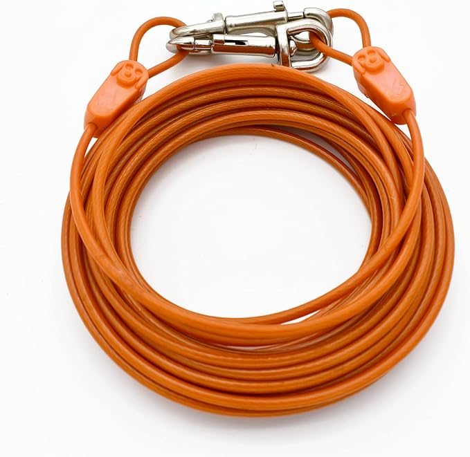 IntelliLeash 40FT Tie-Out Cables for Dogs - Strong, Safe, and Durable Dog Tie-Outs for Small Dogs up to 125 Pounds - Weather and Wear Resistant Galvanized Aircraft Cable for Outside Use