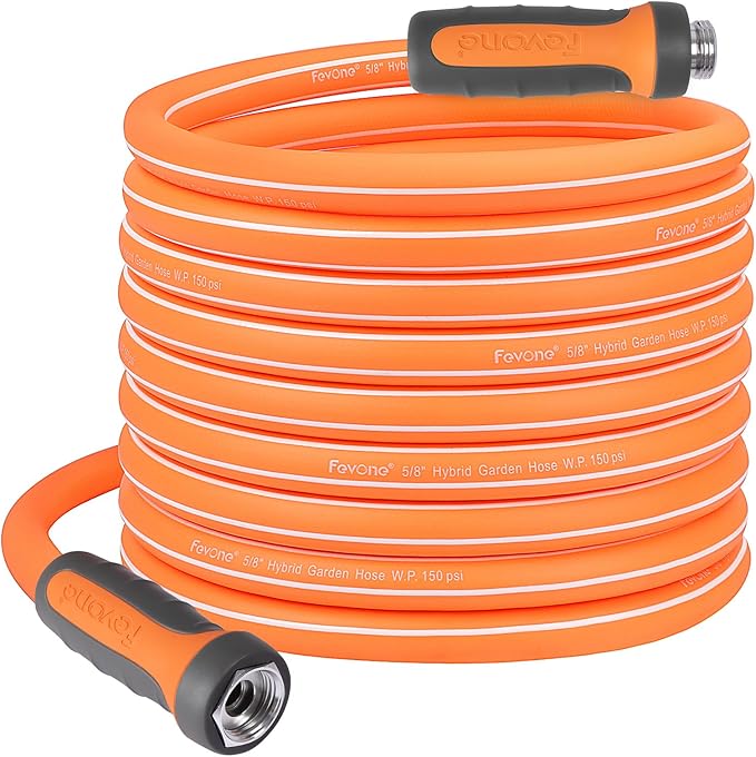 Fevone Garden Hose 55 ft., Lightweight Hybrid Water Hose, Flexible and Durable, Leak-Free Connections