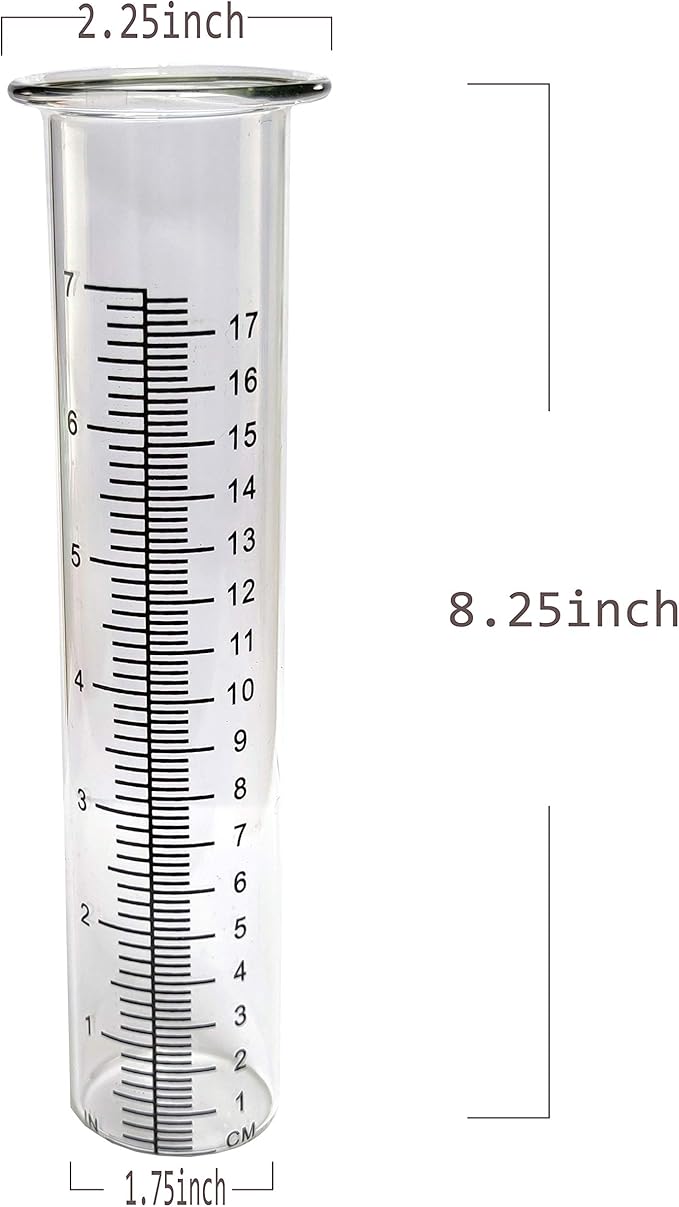 JOYBee 7inch Garden Glass Rain Gauge Replacement Tubes for Yard Garden Outdoor(Pack of 2)
