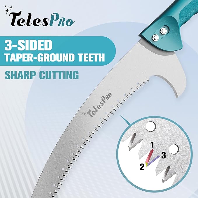 Extendable Tree Trimmer: Manual Pole Saw | 5-12ft Telescoping Pruning Pole for Tree Trimming | Saw Attachment, Safety Goggles, and Gloves Included | Trim Branches up to 2" Diameter