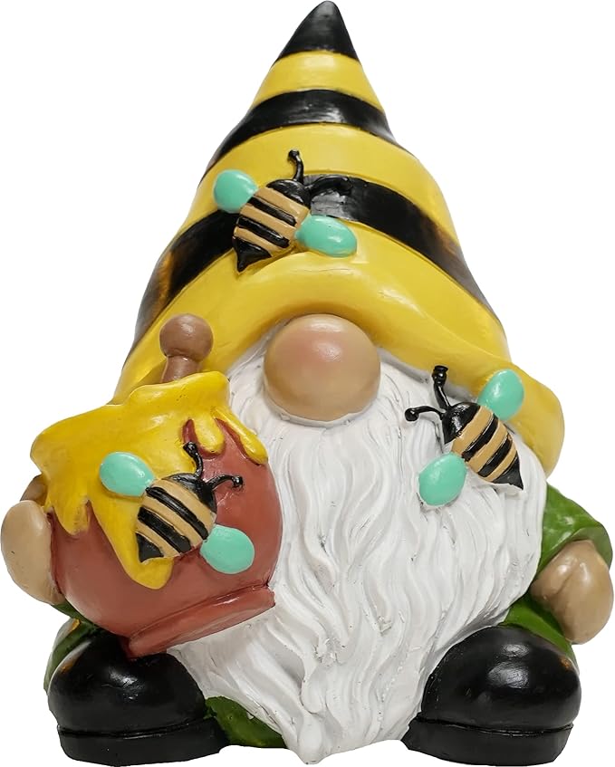 Spoontiques - Decorative Garden Statue - Colorful Home Décor for Indoor or Outdoor Use - Patio Decoration - Garden Accessory - Bee Gnome Garden Statue (15072)