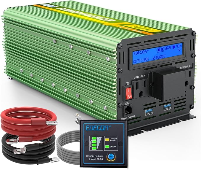 EDECOA 3000W 24 Volts Power Inverter DC 24V to AC 110V 120V 3000 Watts Power Converter for Car Truck RV with LCD Display and Remote Controller (3000W 24V)