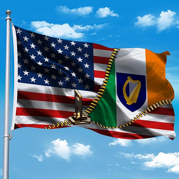 Vintage American America Usa Ireland Irish Flags For Outside Yard 3x5 Ft Double Sided Printed 100d Polyester Lightweight Garden Welcome Outdoor Banner Brass Grommets