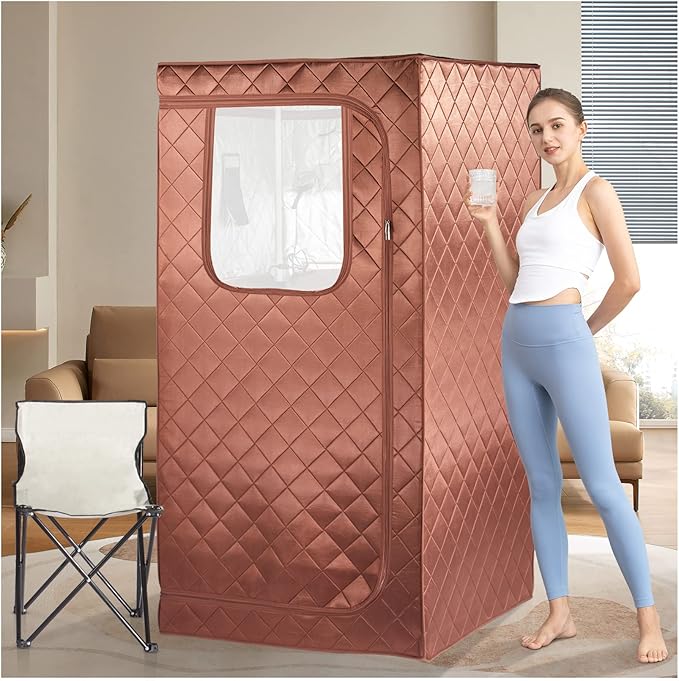 Portable Infrared Sauna for Home, Full Body Personal Saunas Tent at Home Spa with Heating Foot Pad, Remote Control & Foldable Chair for Relaxation & Detox(L 33.8" x W 33.8" x H 65.7")