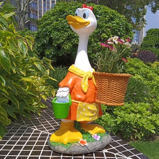 Couple Duck Garden Statue Duck Succulent Plant Flower Pot Goose Flower Pot Statue Indoor and Outdoor Art Decoration Courtyard Garden Terrace Lawn and Office Decoration Ideal Festival Gift
