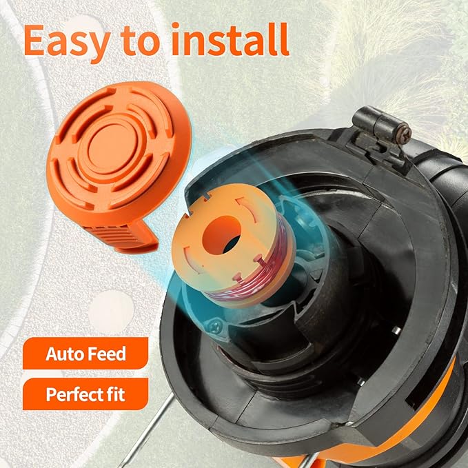 Eventronic 10 Pack WA0010 Trimmer Line Compatible with Worx Weed Eater, 0.065" Autofeed Replacement Trimmer Spool for Worx String Trimmer(8 Line Spools + 2 Caps)