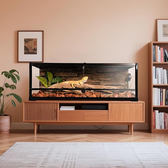 Tempered Glass Reptile Tank, 36" x 18"x 12" Front Opening Terrarium with Top Screen Ventilation & Water-Holding Bottom, 34 Gallon Reptile Enclosure for Bearded Dragon, Snake, Leopard Gecko