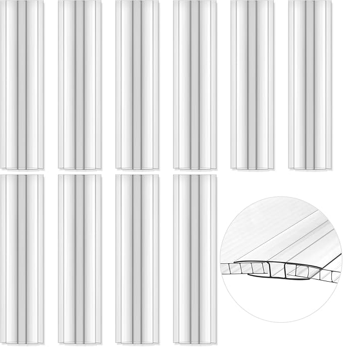 Polycarbonate Greenhouse Panel Connectors – 10 Packs, 4FT H Connectors Fits 4 or 6 MM Panels, UV-Resistant Greenhouse Joining Strips for DIY Garden Greenhouses and Cold Frames