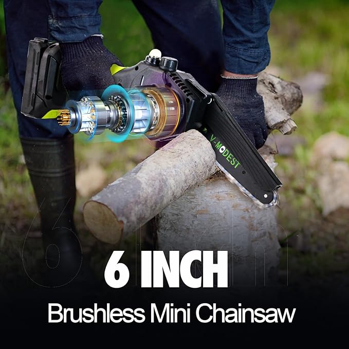 2-in-1 Cordless Pole Saw, 6 Inch Brushless Pole Chainsaws Mini Handheld Chainsaw with 2× 21V Batteries, 6.5lb Lightweight, Auto Oiling, 15 FT MAX Extension Pole Saws for Tree Trimming