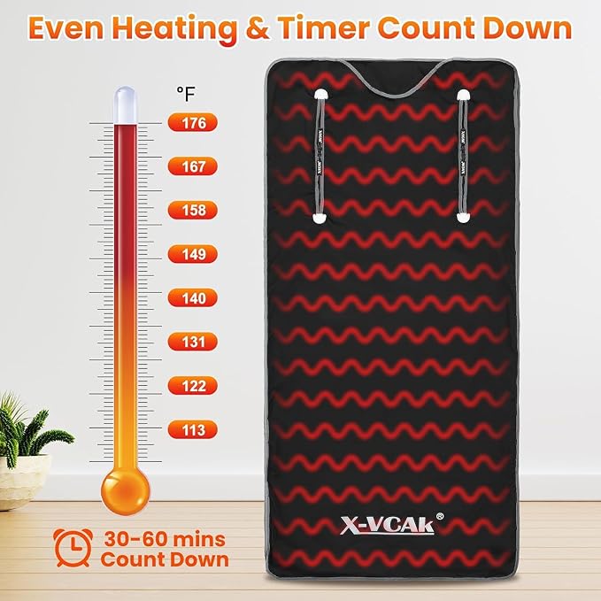Sauna Blanket for Detoxification, Far Infrared Sauna Blanket, Portable Sauna for Home, 113-176℉, 30-60 Minutes Timer, 6 ft x 2.62 ft