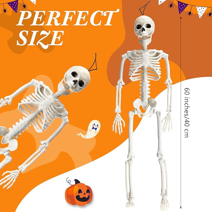 Geelin 12 Pcs Halloween Skeletons Flamingo Yard Decorations Skeleton Black Orange Buzzards Stakes for Halloween Lawn Garden Outdoor Party Decorations