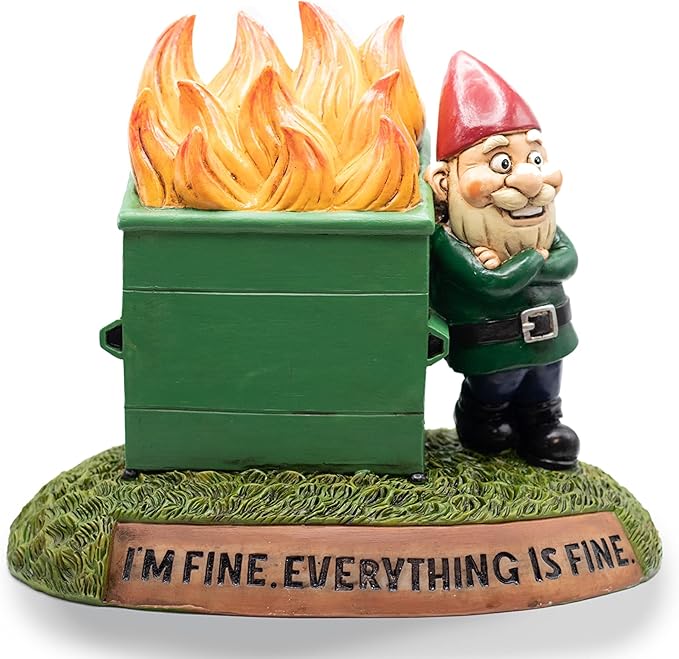 This is Fine Garden Gnome Statue | Funny Meme Gift Figurine, All-Weather Yard Art Garden Decoration | Indoor or Outdoor Home Gift | 7.5x9x6 Inches