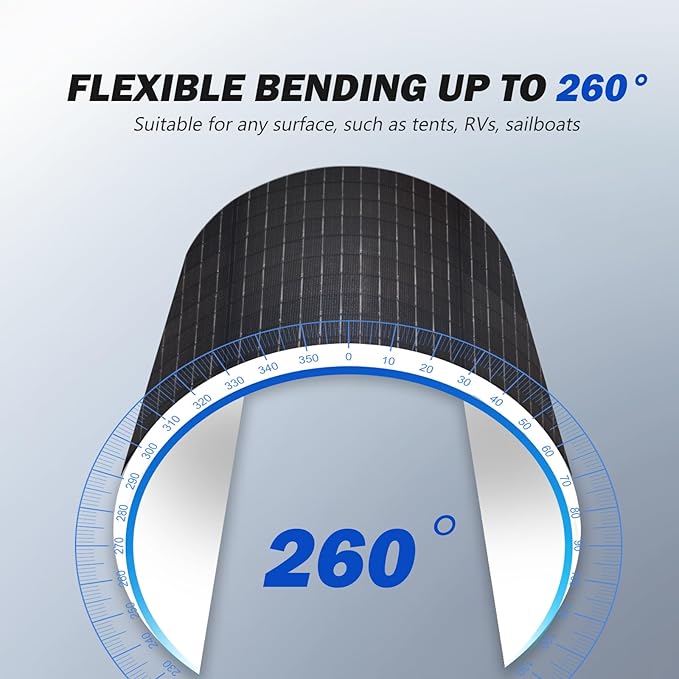 ATEM POWER 100W 12V Solar Panel Flexible 245° Bendable Monocrystalline Portable Solar Charger with Uneven Surfaces Lightweight for RV Tent Roof Boat Cabin Marine Camping