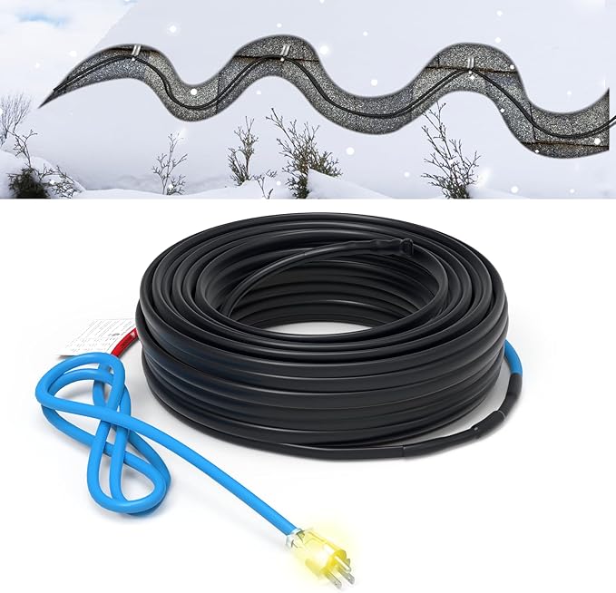 TDSF1 125ft Roof and Gutter Heat Tape, Self-Regulating, ETL Certified, for Effective Pipe and Roof Ice Prevention, 120V
