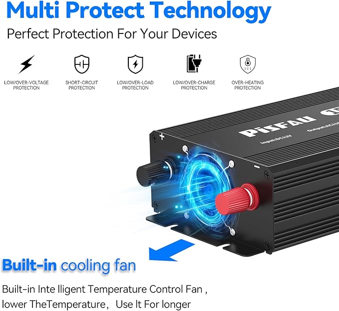 1500 watt Power Inverter 12v to 110v,dc to ac Converter with 3 AC Outlets,12 Volt Power Inversor 1500W Rv/Camping/Home/Emergency Power