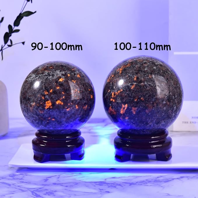 Large Yooperlite Sphere Natural Yooperlite Stone Healing Crystal Ball with Stand Energy Meditation Decor 100-110mm/3.9-4.3"