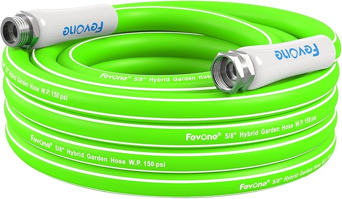 Fevone Garden Hose 25 ft., Lightweight Hybrid Water Hose, Flexible and Durable, Leak-Free Connections
