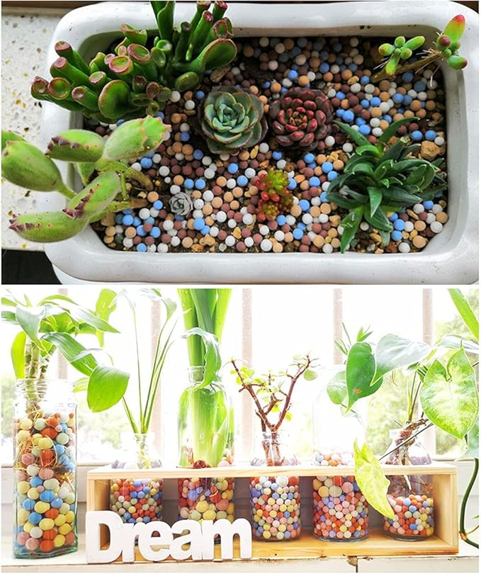 2LBS Clay Pebbles Gardening Ceramsite Orchid Rocks Drainage Water Purification Ceramsite Decor Cultivation Soil Stone Horticultural Grade for Soil Hydroponics Aquaponics