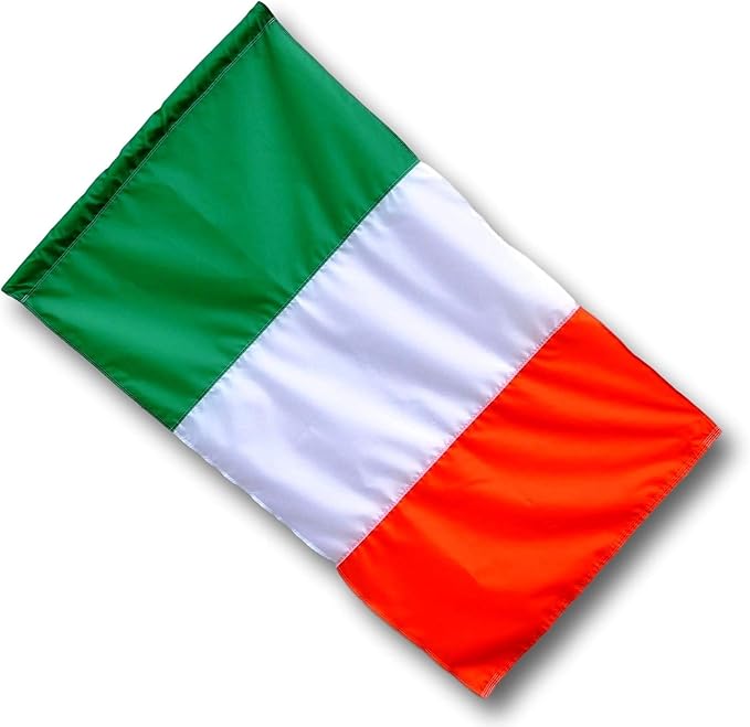 US Flag Factory - 3x5 FT Ireland Irish Flag (Pole Sleeve, Sewn Stripes) Outdoor SolarMax Nylon - Premium Quality (3x5 FT Pole Sleeve) - Made in America