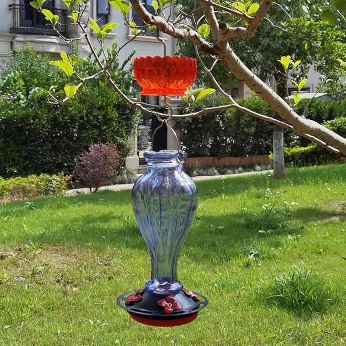 Extra Large Ant Moat for Hummingbird Feeder - Pack of 2PC x 9 OZ Capacity Insect Guard Red Daisy