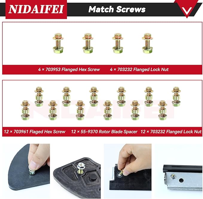 1687806 Snow Blower Auger Paddles Kit with 1752660AYP Scraper Replaces Snapper 1687489 1687489YP 1687628YP 1739727 1752606 1752606YP for Murray SS822E 7522ES 1022E 22" Single Stage Snowblower